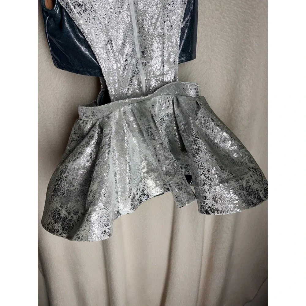 Tenth House Silver Metallic Cracked Foil Dance Costume Dress LC Kids